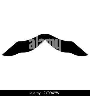Mustache icon black and white mustache illustration, A simple black and white outline of a curled mustache. isolated on white backround Stock Vector