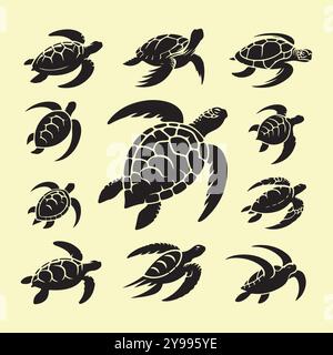 Set of turtle and tortoise silhouette, vector Stock Vector Image & Art ...