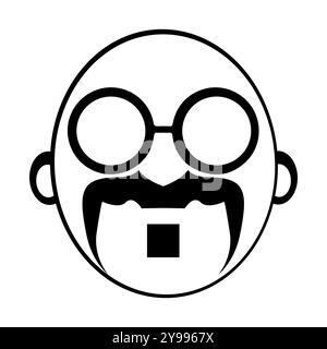 Mustachioed face icon illustration, Vintage mustache with sunglasses, Minimalist Icon of a Distinguished Mustache Gentleman. Eps 10 Stock Vector