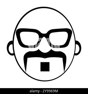 Mustachioed face icon illustration, Vintage mustache with sunglasses, Minimalist Icon of a Distinguished Mustache Gentleman. Eps 10 Stock Vector