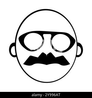 Mustachioed face icon illustration, Vintage mustache with sunglasses, Minimalist Icon of a Distinguished Mustache Gentleman. Eps 10 Stock Vector