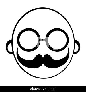 Mustachioed face icon illustration, Vintage mustache with sunglasses, Minimalist Icon of a Distinguished Mustache Gentleman. Eps 10 Stock Vector