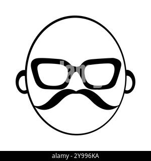 Mustachioed face icon illustration, Vintage mustache with sunglasses, Minimalist Icon of a Distinguished Mustache Gentleman. Eps 10 Stock Vector