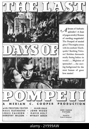 1935 The Last Days of Pompeii film poster.  RKO Radio Pictures movie starring Preston Foster; directed by Merian C. Cooper and Ernest B. Schoedsack Stock Photo