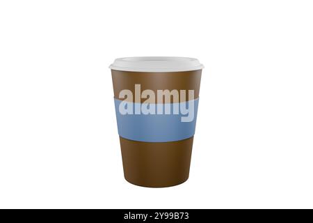 A paper coffee cup on an isolated white background. 3d rendering Stock Photo