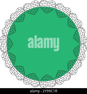 Green circle frame made of black doodle hearts Stock Vector
