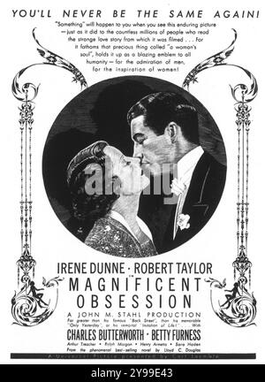 1935 Magnificent Obsession film poster. Directed by John M. Stahl; with Irene Dunne, Robert Taylor Stock Photo