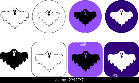 Vector evil ghost in cartoon style. Halloween element. Fear illustration in flat style. EPS10 Stock Vector