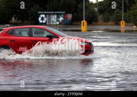 ODESSA, UKRAINE-September 5,2024: After heavy rains, traffic jams formed on roads, cars are doused with water and stall. Cars float in puddles on the Stock Photo