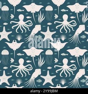 This image is a vector flat art seamless pattern. Stock Vector