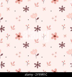 Floral vintage print in brown and beige tones. Stock Vector