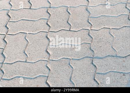 Elegant Texture of Interlocking Concrete Pavers in Soft Morning Light. Stock Photo