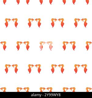 Goldfish with a fluffy tail. Seamless pattern. Vector illustration isolated on a white background. Stock Vector