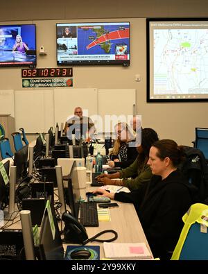 Melbourne, United States. 09th Oct, 2024. Staff members at the Brevard County Emergency Operations Center man their stations as Hurricane Milton approaches the peninsula in Melbourne, Florida on Wednesday October 9, 2024. Photo by Joe Marino/UPI Credit: UPI/Alamy Live News Stock Photo