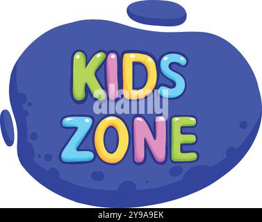Cartoon kids game zone sticker. Children playroom, kids entertainment party club and game zone badge flat vector illustration on white background Stock Vector