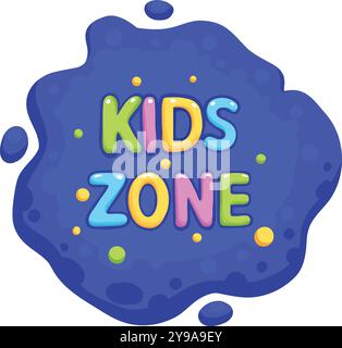 Cartoon kids game zone sticker. Children playroom, kids entertainment party club and game zone badge flat vector illustration on white background Stock Vector