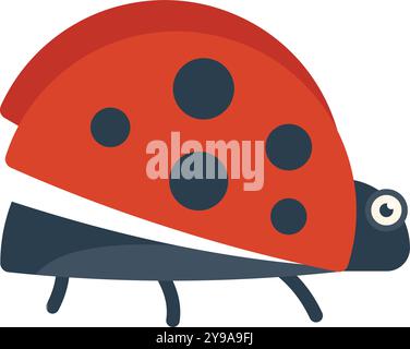 Cartoon ladybug is opening its wings, getting ready to fly Stock Vector