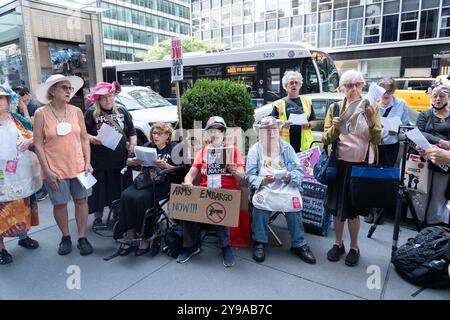 A coalition of peace groups demonstrate on 3rd Avenue at the South African Consulate in NYC and call for a  mceasefire in Gaza and for the Israeli army to stop killing civilians. Later they marched to the Israeli Consulate and then to the United Nations. Stock Photo