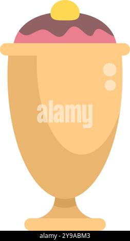 This vector illustration features a classic chocolate ice cream dessert served in a tall glass, perfect for projects related to sweets, desserts, and summer treats Stock Vector