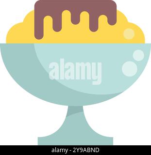 Ice cream with chocolate sauce served in a cup, representing summer, desserts, and sweet treats Stock Vector