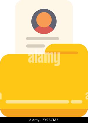 This vector icon shows a yellow folder storing personal profile information Stock Vector