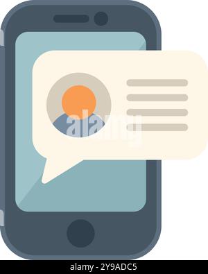 Smartphone is displaying a new message notification with contact information on screen Stock Vector