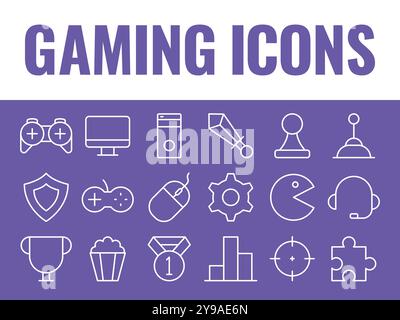Gaming icons set vector. gaming icons vector. games illustration. gaming icon vector. game icon Stock Vector