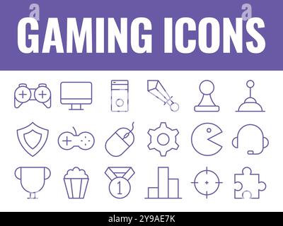 Gaming icons set vector. gaming icons vector. games illustration. gaming icon vector. game icon Stock Vector