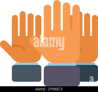 Three businessmen are raising their hands in agreement, symbolizing a unanimous vote Stock Vector