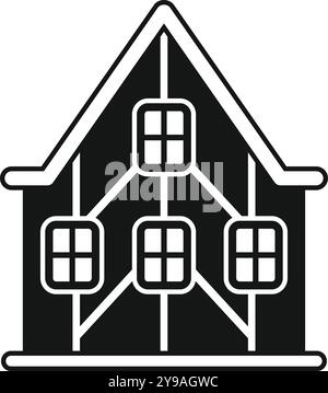 Black solid icon for a smart home automation system controlling house devices Stock Vector
