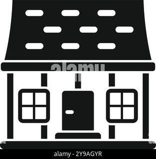 Simple vector icon of a small wooden house with a tiled roof, suitable for web design, mobile apps and other projects Stock Vector
