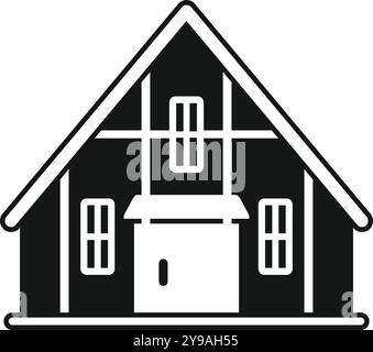This vector icon represents a wooden house with a garage, perfect for projects related to housing, architecture, and real estate Stock Vector