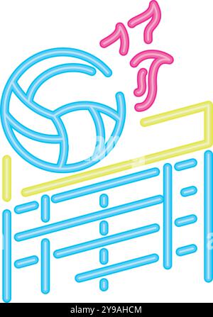 volleyball onfire sport neon style Stock Vector