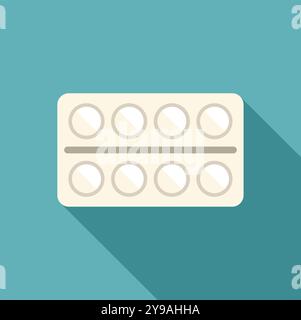Blister pack containing round white pills lying on blue background, healthcare and medical concept Stock Vector