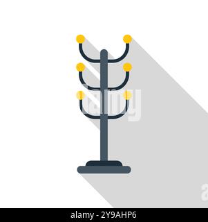 Minimalistic coat stand with rounded hangers is casting a long shadow on a light background Stock Vector
