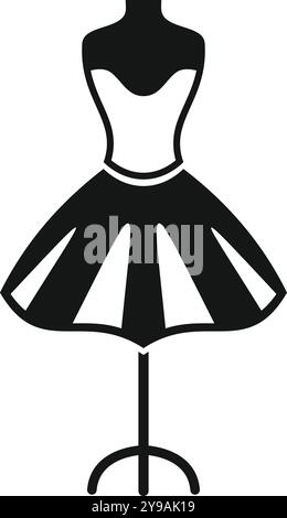 Simple icon of a dress on a mannequin, representing the fashion industry and clothing design Stock Vector