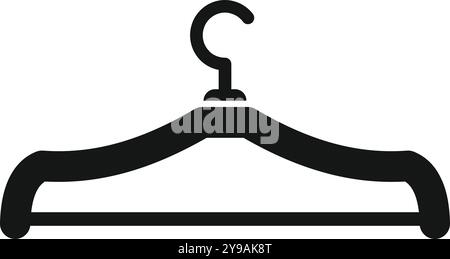 This simple black vector icon of a clothes hanger represents fashion and retail Stock Vector