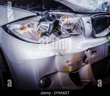 Detail Of The Front Of A Luxury Car That Has Crashed Stock Photo