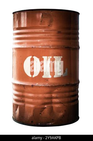 Isolated Grungy Orange Oil Drum Or Barrel Stock Photo