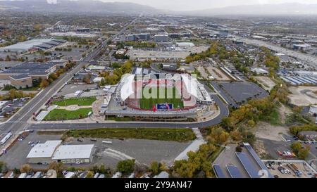 Aerial view of America First Field, home of the Real Salt Lake and National Women?s Soccer League Club, Utah Royals FC Stock Photo