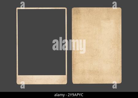 Vintage paper photograph frame textured old weathered  antique border empty isolated clipart Stock Photo