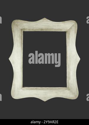 Curvy wooden frame template overlay isolated grey background pastel green thick broad shape Stock Photo