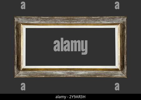 Wooden beach wood frame overlay template isolated modern stylish horizontal rectangle shabby chic Stock Photo