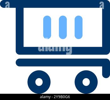 Empty cart icon symbol for business in pictogram color outline editable stroke illustration Stock Vector
