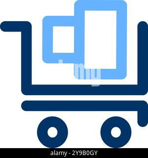 Full cart icon symbol for business in pictogram color outline editable stroke illustration Stock Vector