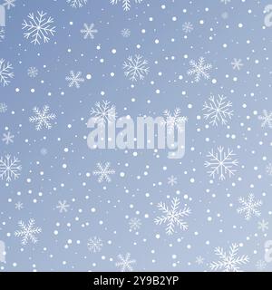 Blue background with snowfall. Stock Vector