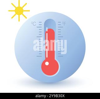 Rounded thermometer symbol. Stock Vector