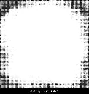 Halftone pattern dotted background. Abstract vector gradient border for poster and banner. Retro splattered square template. Trendy horizontal Stock Vector