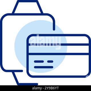 Smart watch with credit card. One tap mobile payments. Pixel perfect, editable stroke vector icon Stock Vector