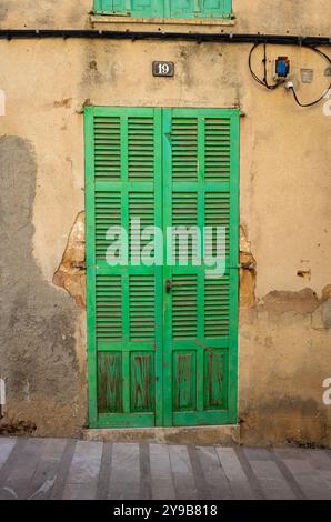 Green Spanish old Door Stock Photo